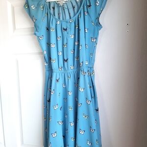 LC Lauren Conrad Teal Blue Butterfly Swing Dress